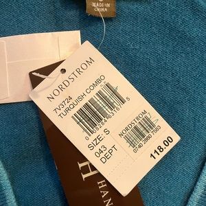 NWT Lauren Hansen Cashmere Cardigan in Turquoise Sz S